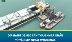DỠ HÀNG 33.500 TẤN THAN NHẬP KHẨU TỪ TÀU MV GREAT WENSHENG