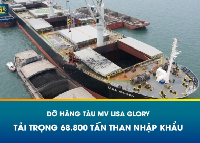 DỠ HÀNG TÀU MV LISA GLORY – 68.800 TẤN THAN NHẬP KHẨU