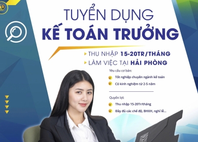 [TNV HẢI DƯƠNG] TUYỂN DỤNG KẾ TOÁN TRƯỞNG - LÀM VIỆC TẠI HẢI PHÒNG
