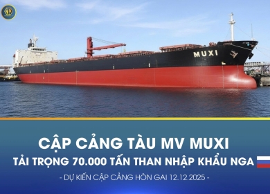 ĐÓN TÀU MV MUXI: 70.000 TẤN THAN NGA CẬP CẢNG HÒN GAI